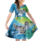 Vivid Kookaburra NAIDOC 2024 Kid Short Sleeve Dress Aboriginal Art Style