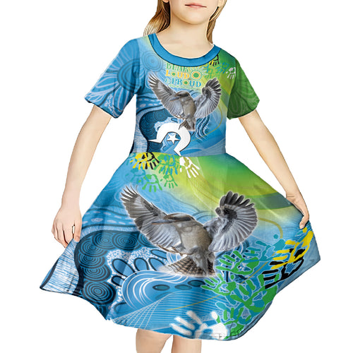 Vivid Kookaburra NAIDOC 2024 Kid Short Sleeve Dress Aboriginal Art Style