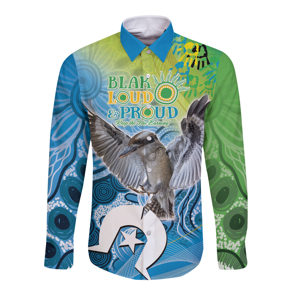 Vivid Kookaburra NAIDOC 2024 Long Sleeve Button Shirt Aboriginal Art Style