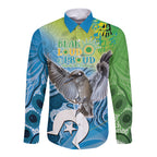 Vivid Kookaburra NAIDOC 2024 Long Sleeve Button Shirt Aboriginal Art Style