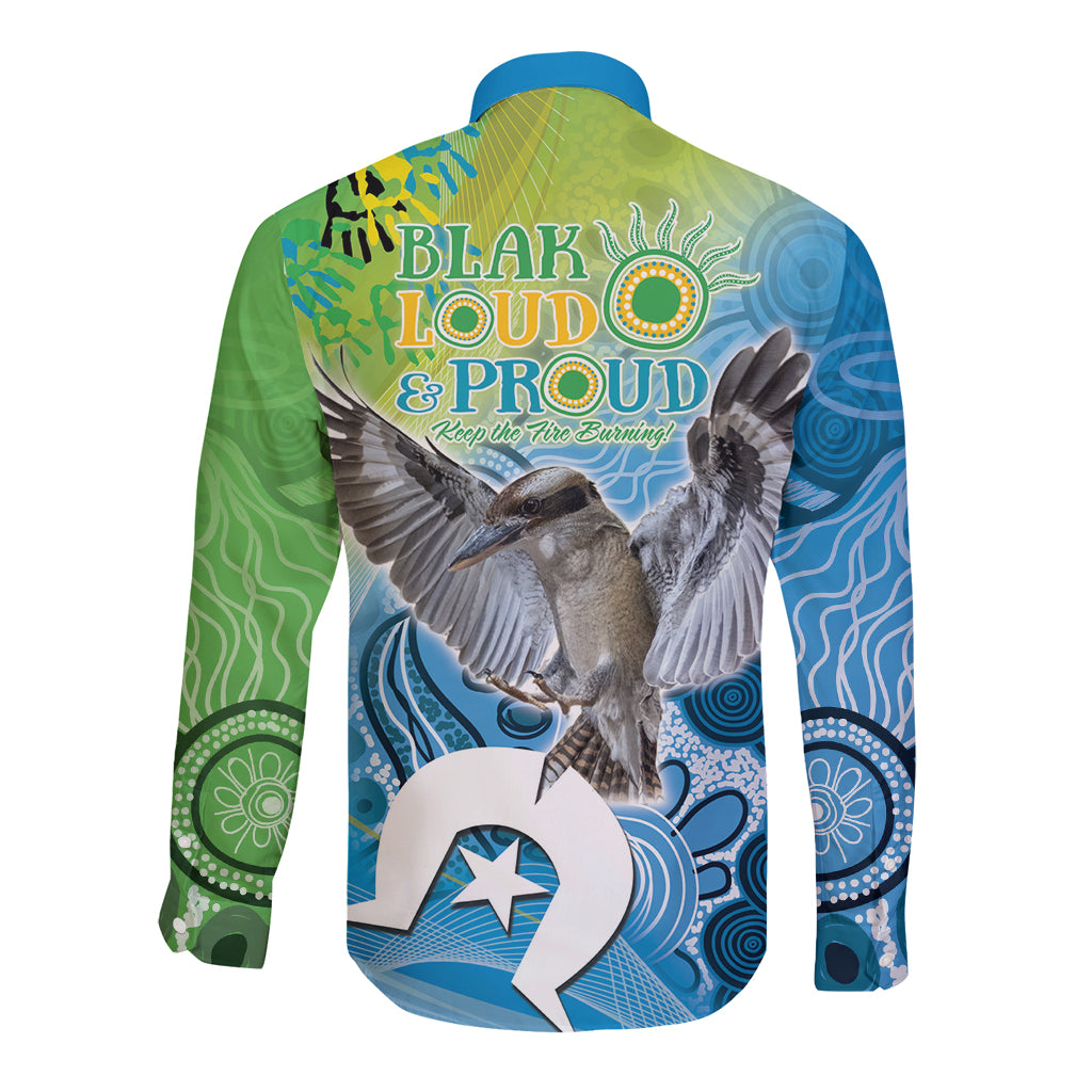 Vivid Kookaburra NAIDOC 2024 Long Sleeve Button Shirt Aboriginal Art Style