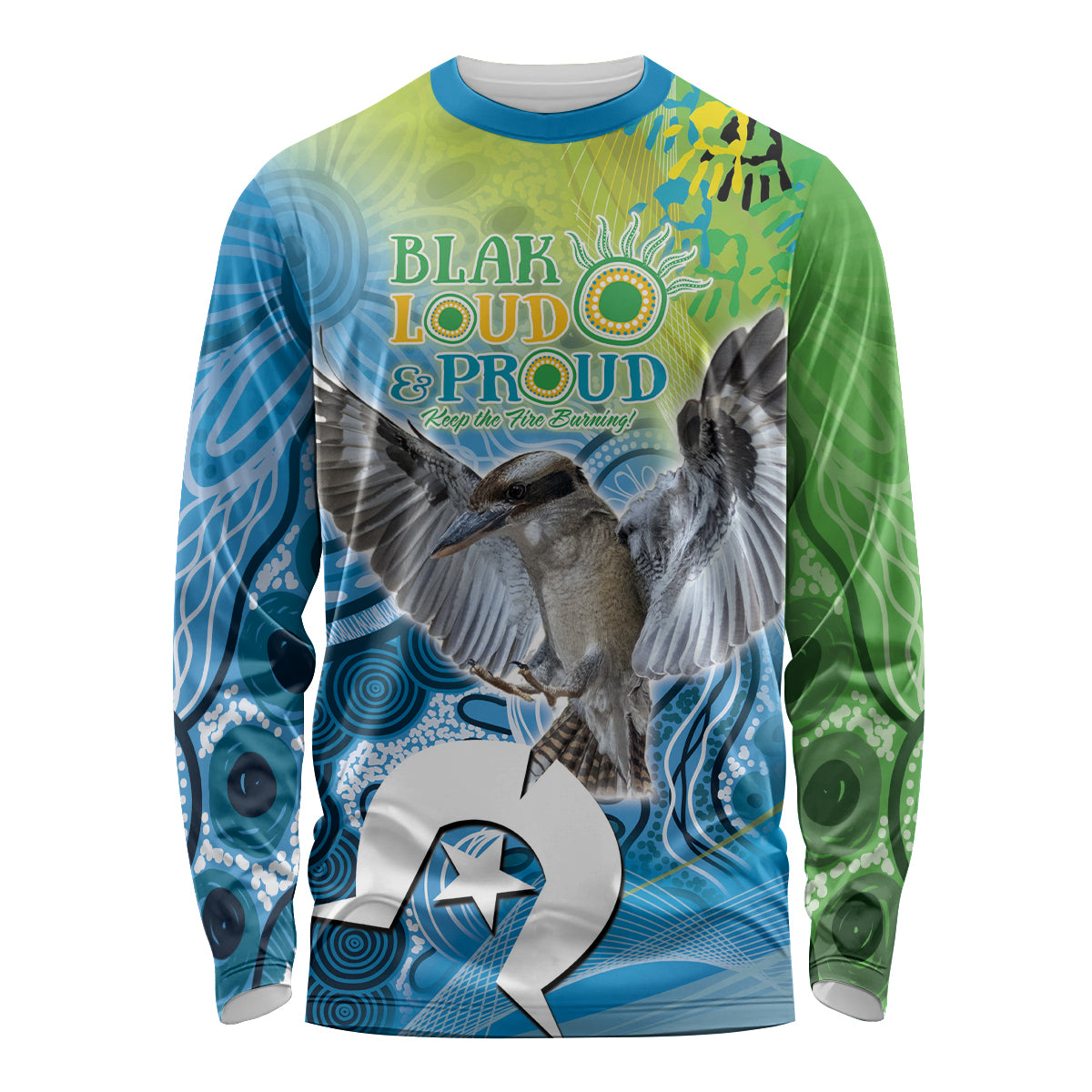 Vivid Kookaburra NAIDOC 2024 Long Sleeve Shirt Aboriginal Art Style
