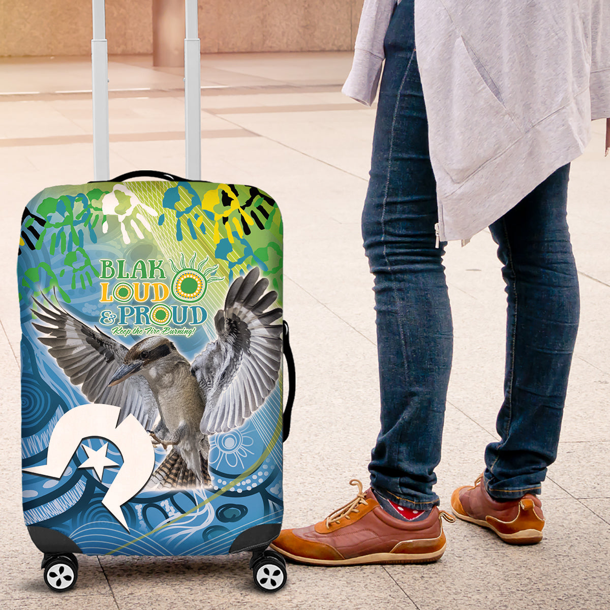 Vivid Kookaburra NAIDOC 2024 Luggage Cover Aboriginal Art Style