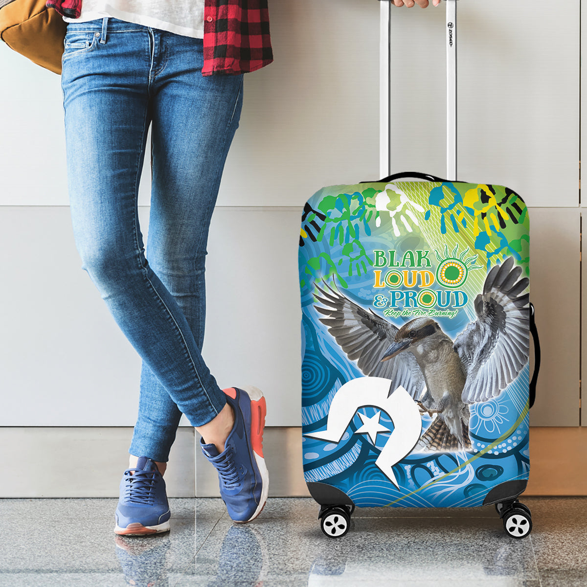 Vivid Kookaburra NAIDOC 2024 Luggage Cover Aboriginal Art Style