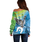 Vivid Kookaburra NAIDOC 2024 Off Shoulder Sweater Aboriginal Art Style