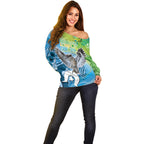 Vivid Kookaburra NAIDOC 2024 Off Shoulder Sweater Aboriginal Art Style