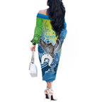 Vivid Kookaburra NAIDOC 2024 Off The Shoulder Long Sleeve Dress Aboriginal Art Style