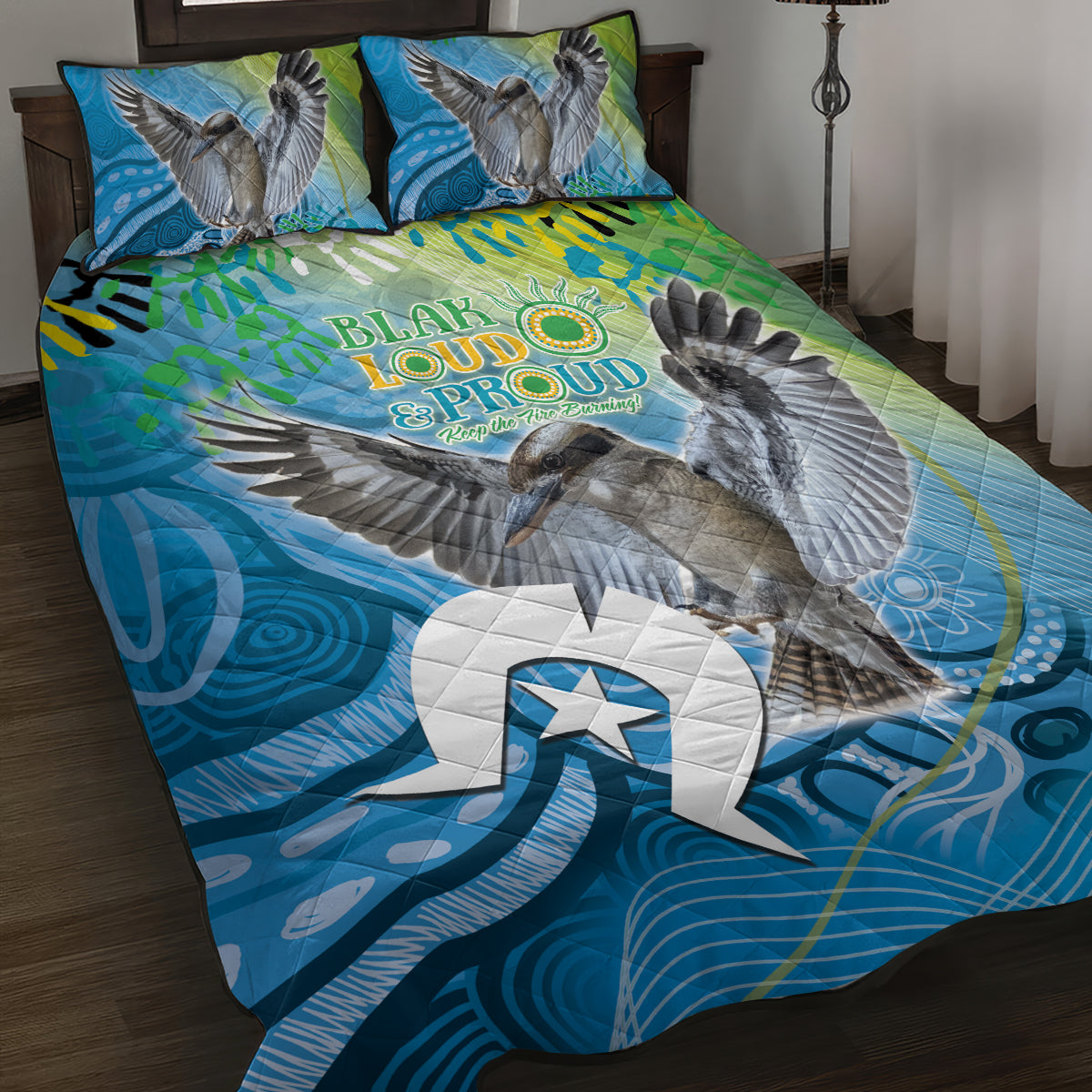 Vivid Kookaburra NAIDOC 2024 Quilt Bed Set Aboriginal Art Style