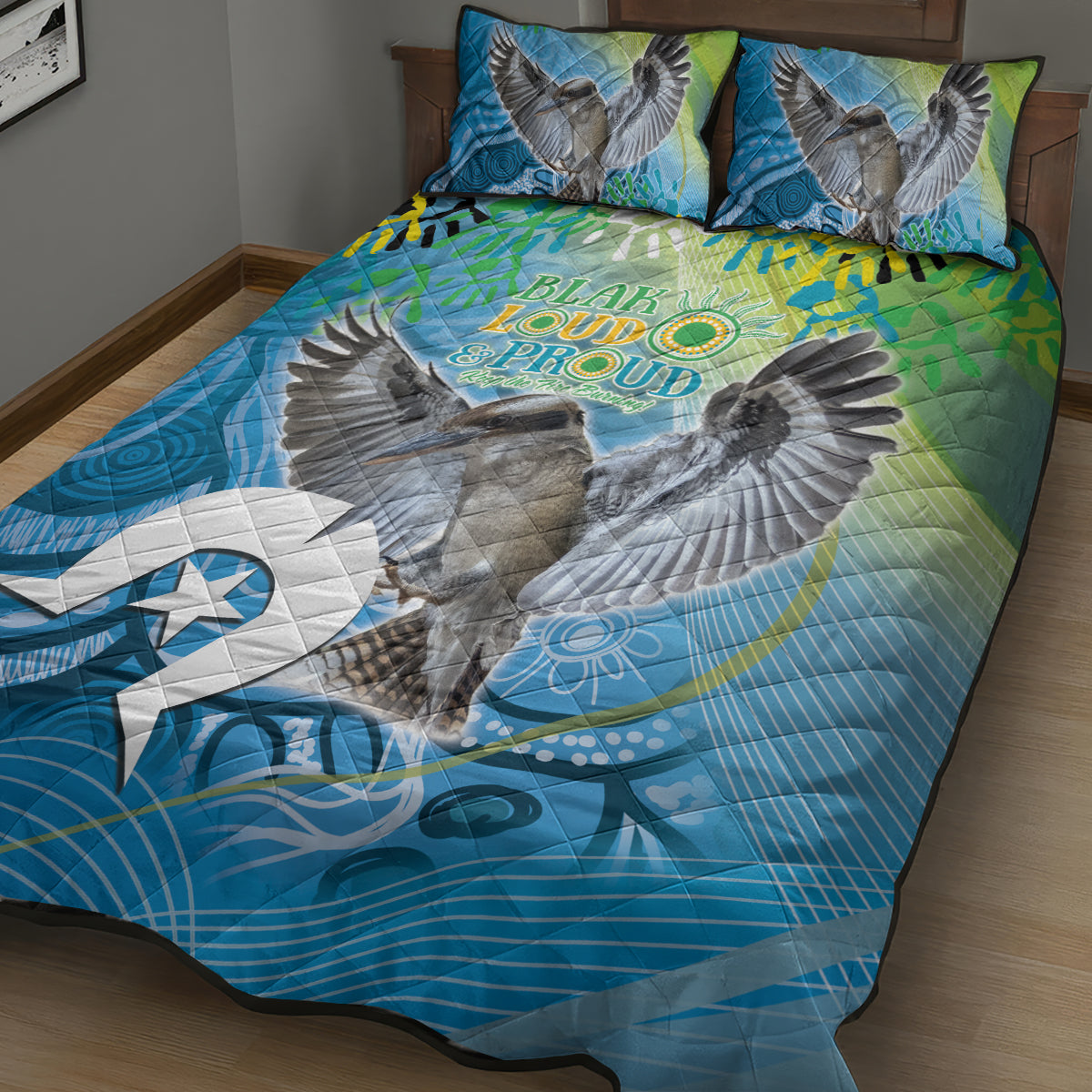 Vivid Kookaburra NAIDOC 2024 Quilt Bed Set Aboriginal Art Style