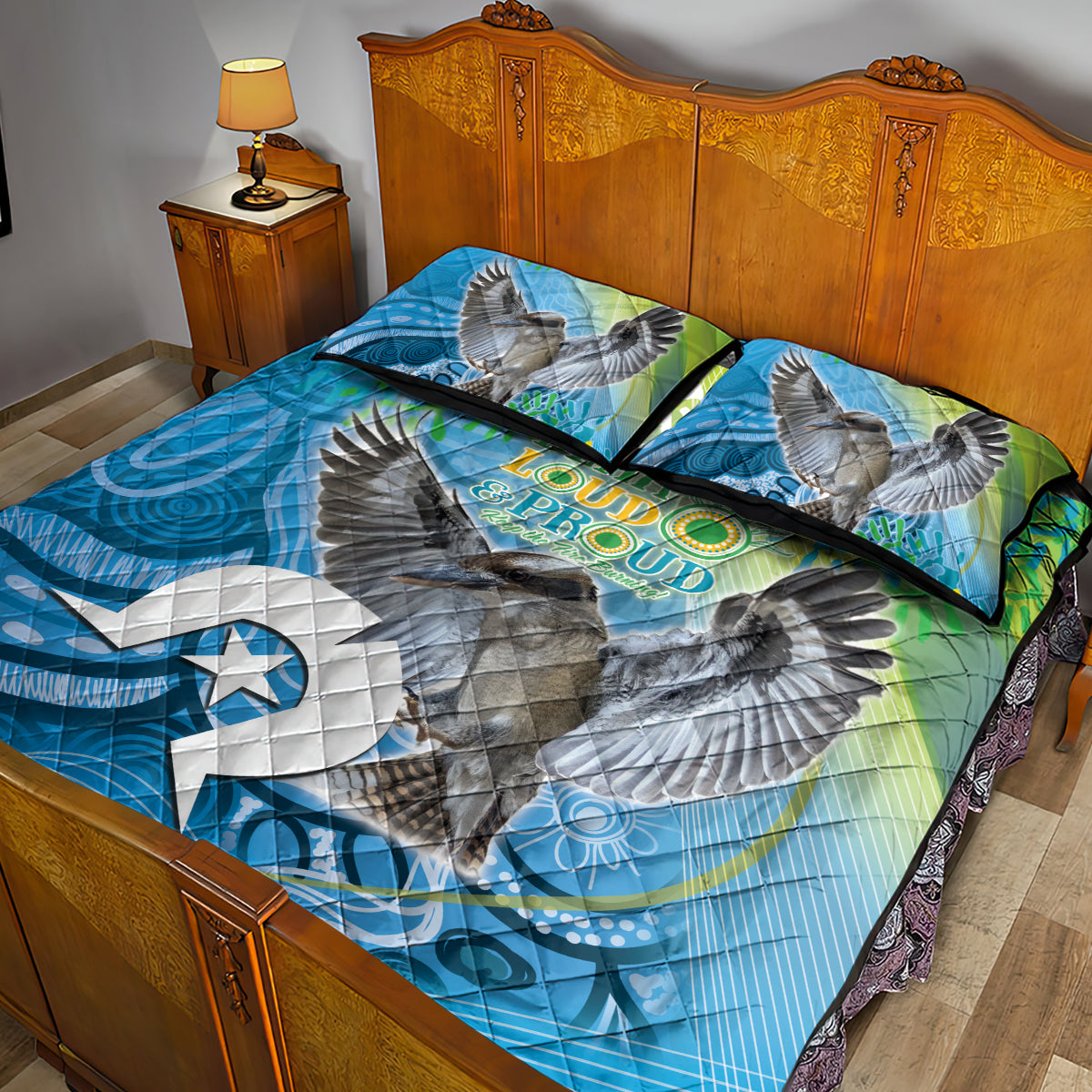 Vivid Kookaburra NAIDOC 2024 Quilt Bed Set Aboriginal Art Style