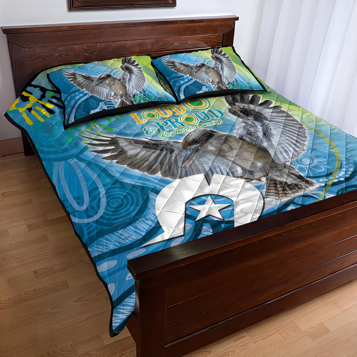Vivid Kookaburra NAIDOC 2024 Quilt Bed Set Aboriginal Art Style
