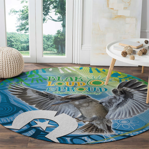 Vivid Kookaburra NAIDOC 2024 Round Carpet Aboriginal Art Style