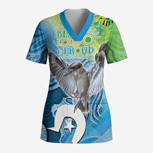Vivid Kookaburra NAIDOC 2024 Scrub Top Aboriginal Art Style - Aussie Hoodie