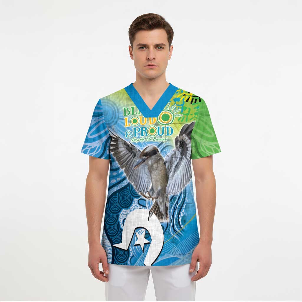 Vivid Kookaburra NAIDOC 2024 Scrub Top Aboriginal Art Style - Aussie Hoodie