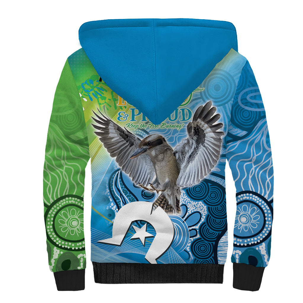 Vivid Kookaburra NAIDOC 2024 Sherpa Hoodie Aboriginal Art Style