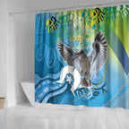Vivid Kookaburra NAIDOC 2024 Shower Curtain Aboriginal Art Style
