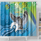 Vivid Kookaburra NAIDOC 2024 Shower Curtain Aboriginal Art Style
