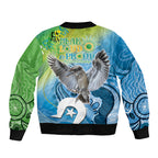 Vivid Kookaburra NAIDOC 2024 Sleeve Zip Bomber Jacket Aboriginal Art Style