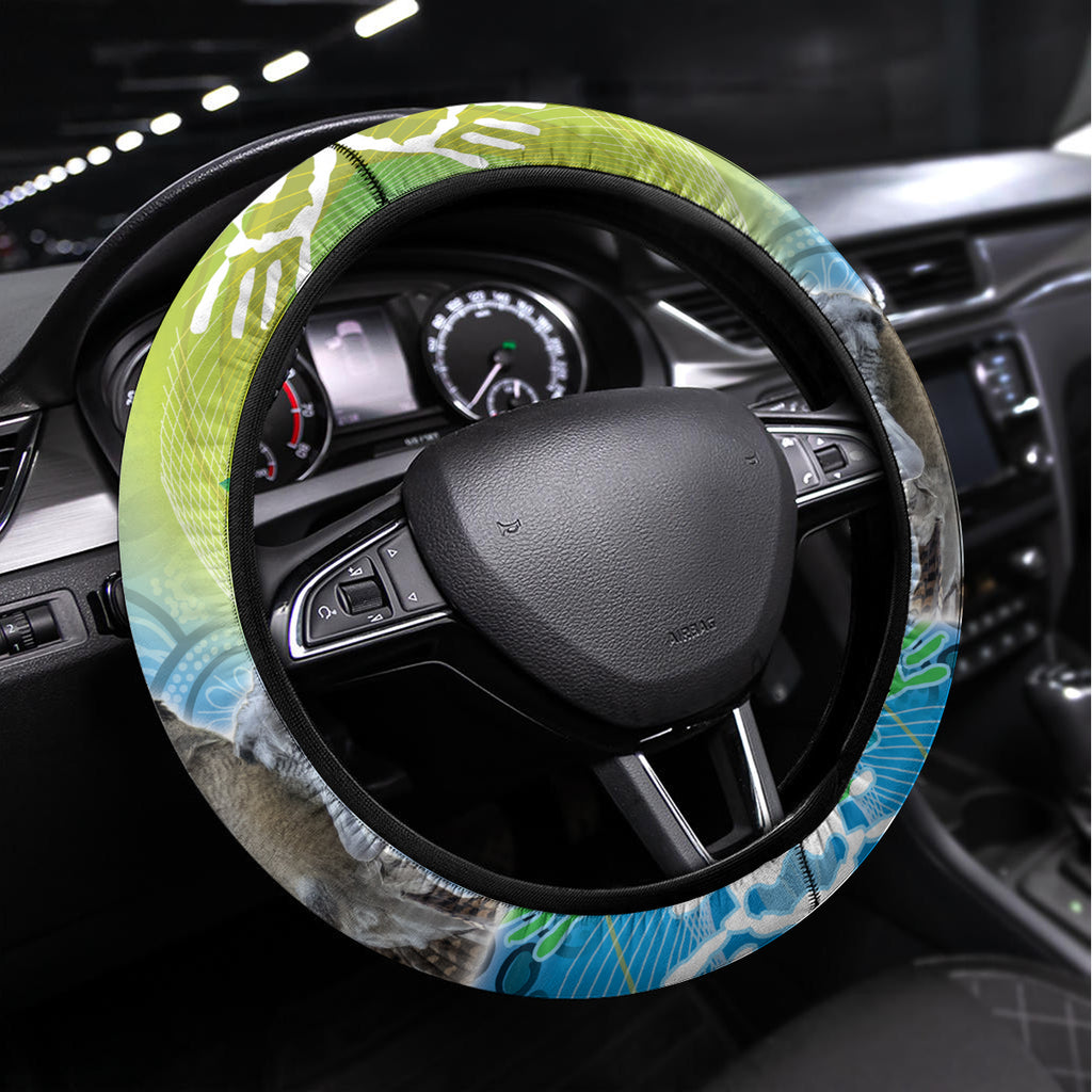Vivid Kookaburra NAIDOC 2024 Steering Wheel Cover Aboriginal Art Style