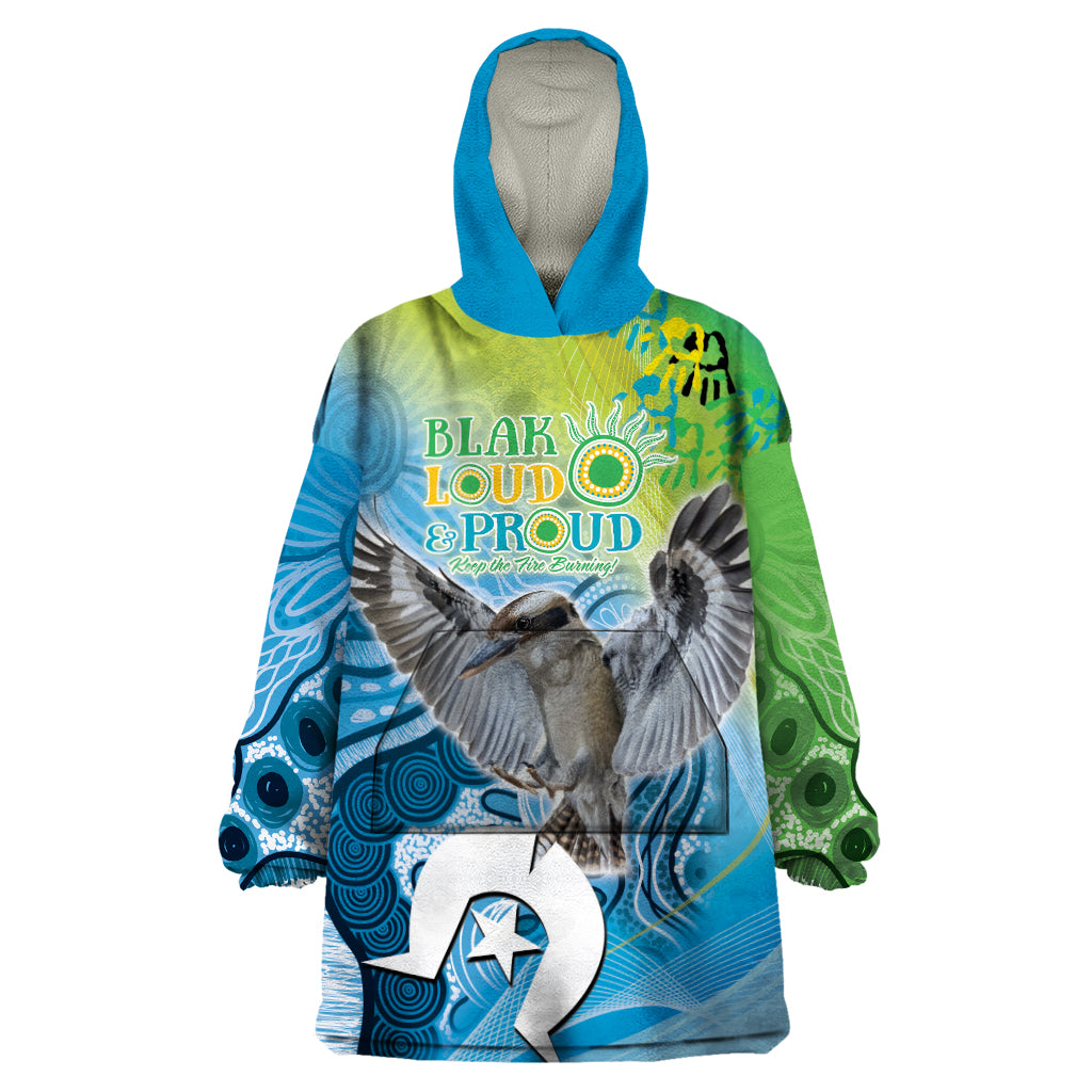 Vivid Kookaburra NAIDOC 2024 Wearable Blanket Hoodie Aboriginal Art Style