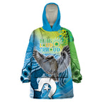 Vivid Kookaburra NAIDOC 2024 Wearable Blanket Hoodie Aboriginal Art Style