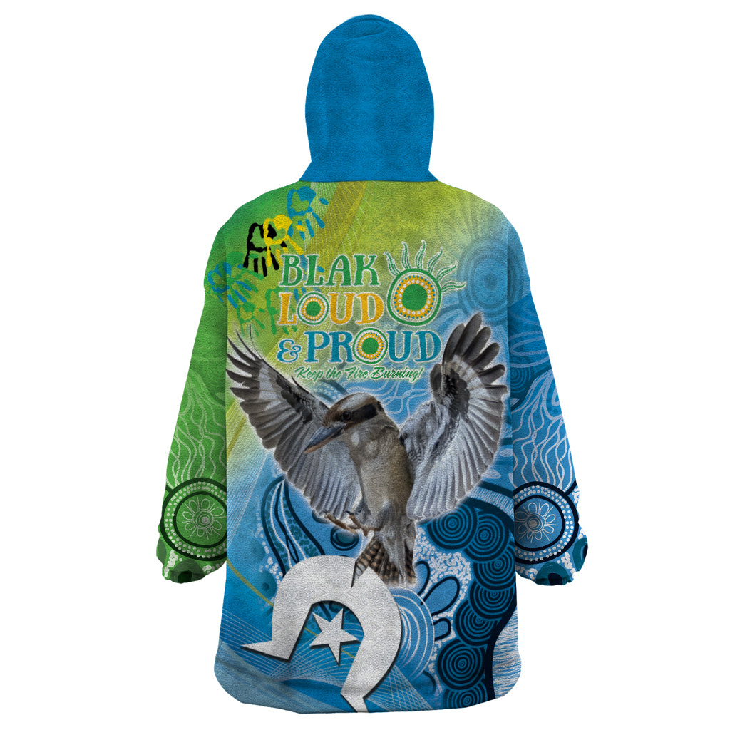 Vivid Kookaburra NAIDOC 2024 Wearable Blanket Hoodie Aboriginal Art Style