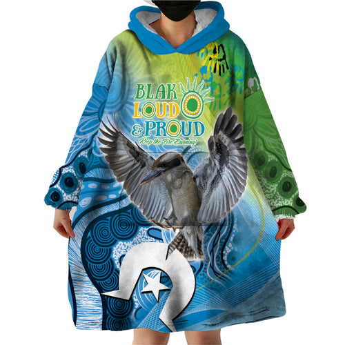 Vivid Kookaburra NAIDOC 2024 Wearable Blanket Hoodie Aboriginal Art Style