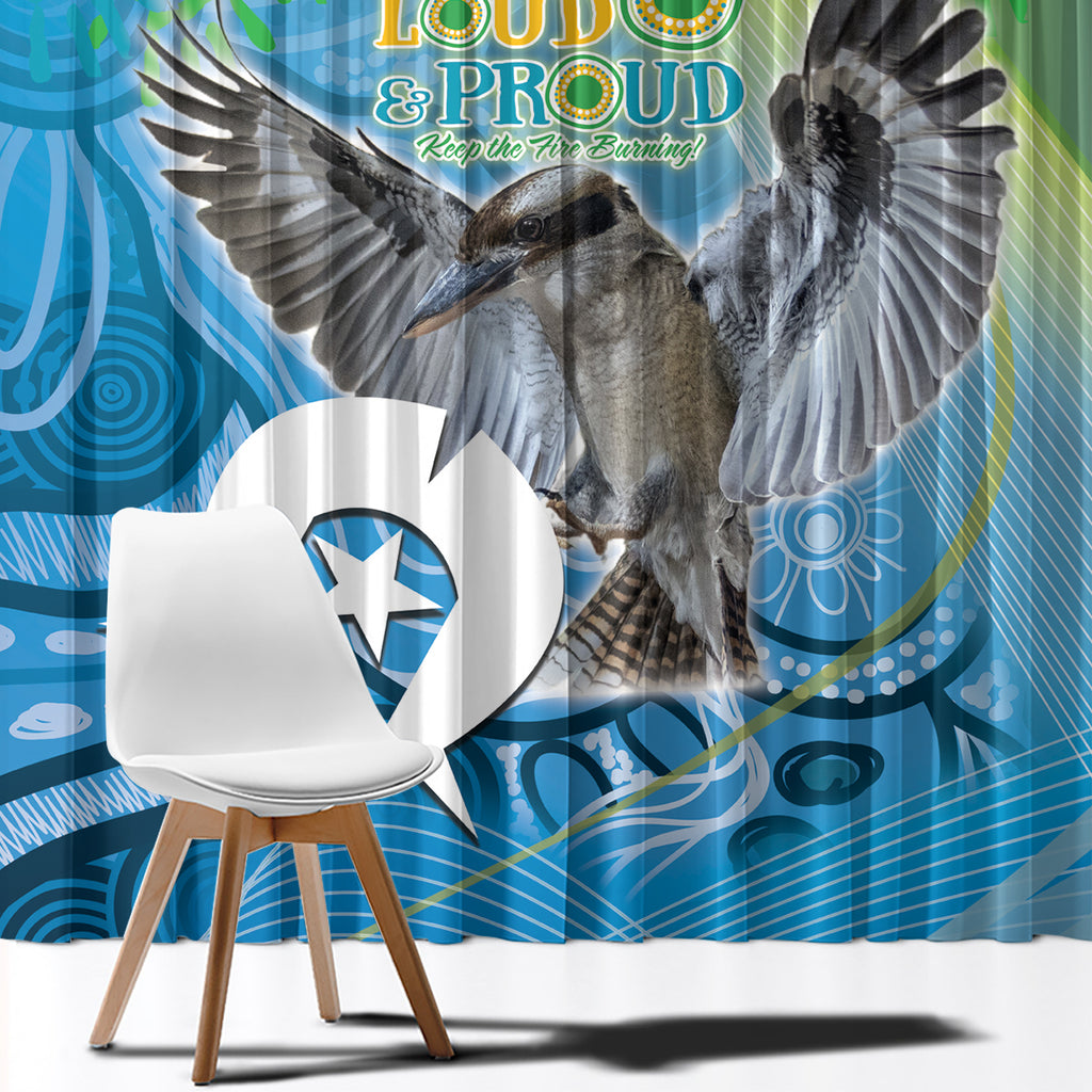 Vivid Kookaburra NAIDOC 2024 Window Curtain Aboriginal Art Style