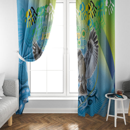 Vivid Kookaburra NAIDOC 2024 Window Curtain Aboriginal Art Style