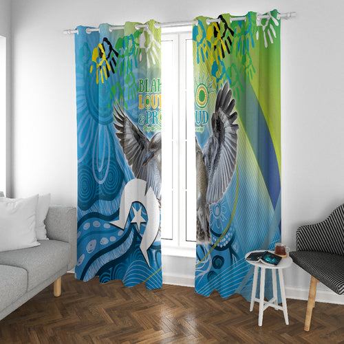 Vivid Kookaburra NAIDOC 2024 Window Curtain Aboriginal Art Style