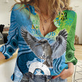 Vivid Kookaburra NAIDOC 2024 Women Casual Shirt Aboriginal Art Style