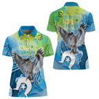Vivid Kookaburra NAIDOC 2024 Women Polo Shirt Aboriginal Art Style