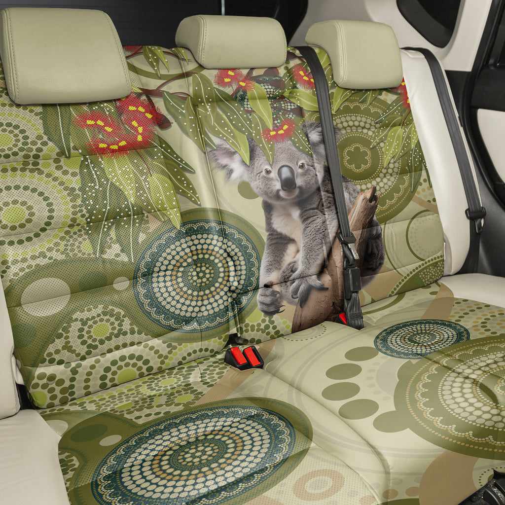 Aboriginal Koala Art Painting With Gum Blossom Back Car Seat Cover