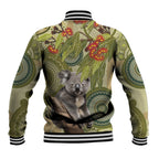 Aboriginal Koala Art Painting With Gum Blossom Baseball Jacket