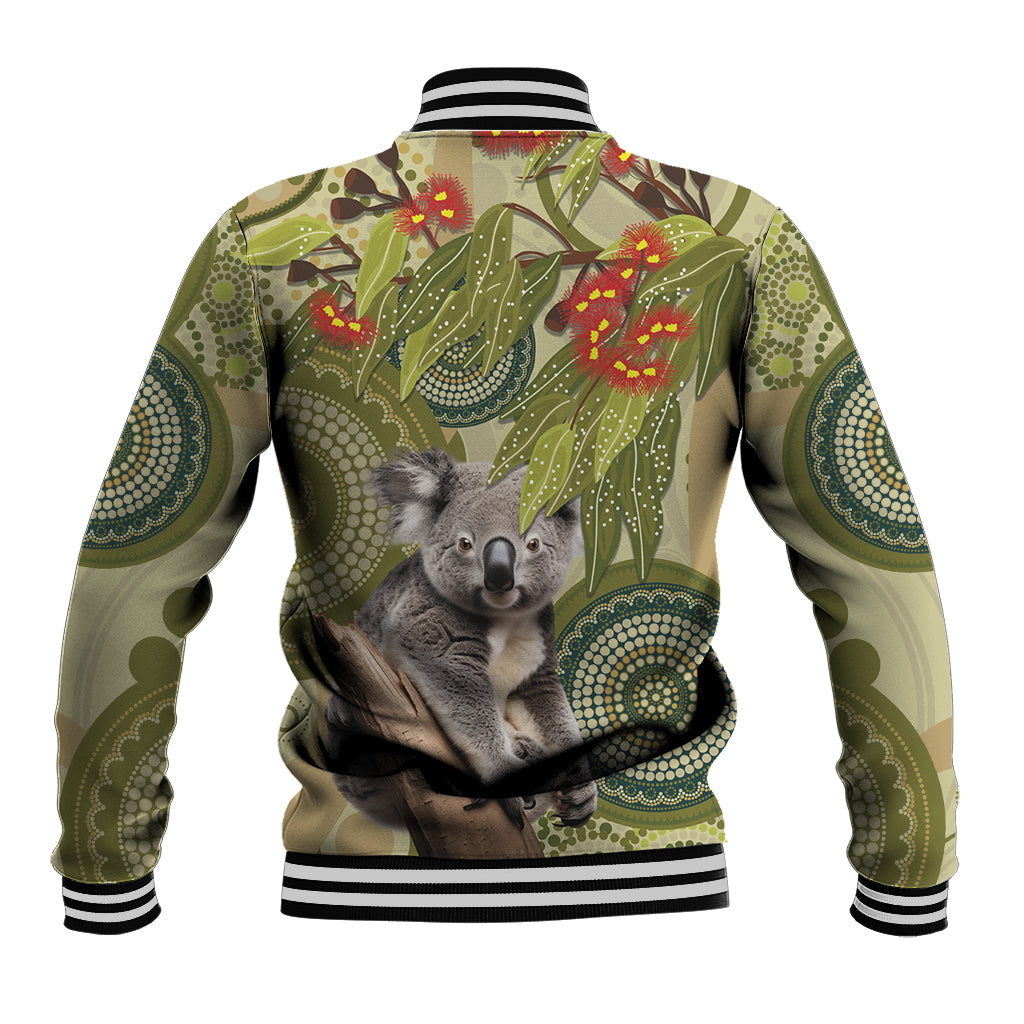 Aboriginal Koala Art Painting With Gum Blossom Baseball Jacket