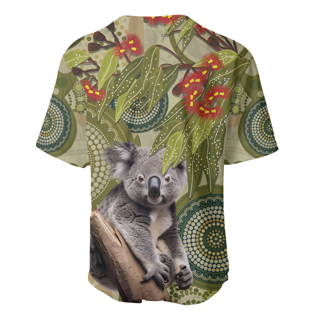 Aboriginal Koala Art Painting With Gum Blossom Baseball Jersey