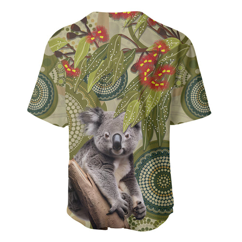 Aboriginal Koala Art Painting With Gum Blossom Baseball Jersey