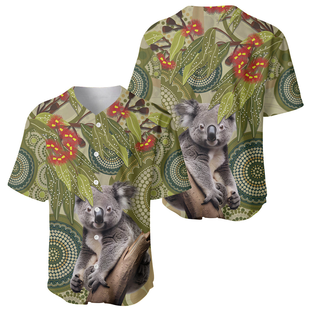 Aboriginal Koala Art Painting With Gum Blossom Baseball Jersey