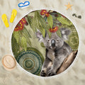 Aboriginal Koala Art Painting With Gum Blossom Beach Blanket