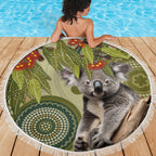 Aboriginal Koala Art Painting With Gum Blossom Beach Blanket