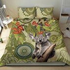 Aboriginal Koala Art Painting With Gum Blossom Bedding Set
