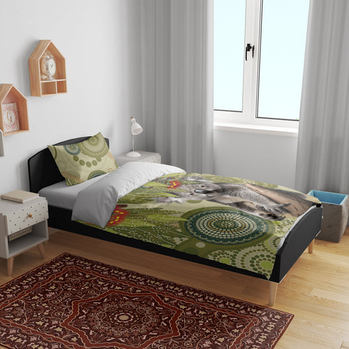 Aboriginal Koala Art Painting With Gum Blossom Bedding Set