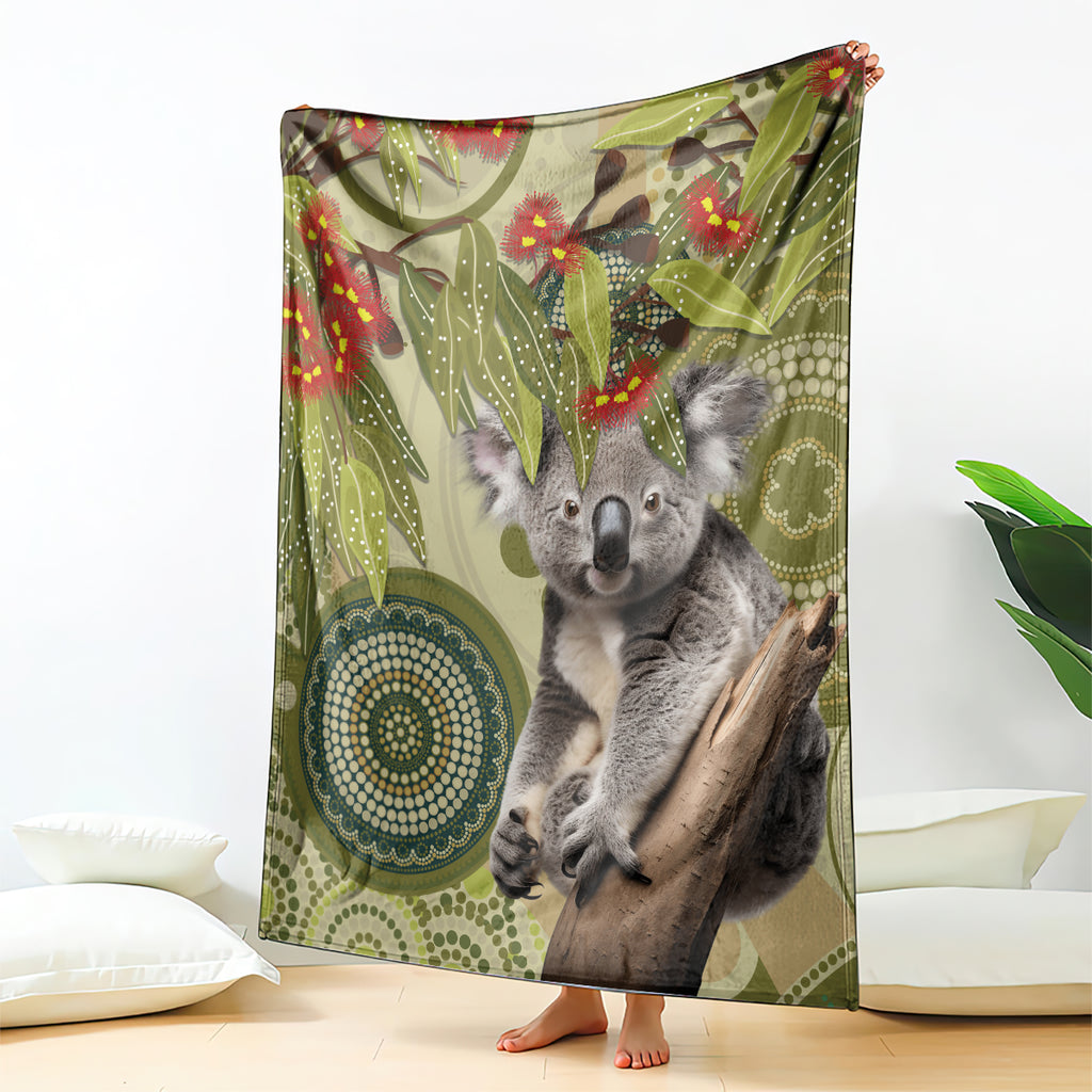 Aboriginal Koala Art Painting With Gum Blossom Blanket