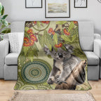 Aboriginal Koala Art Painting With Gum Blossom Blanket