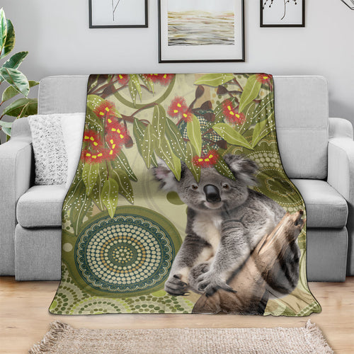 Aboriginal Koala Art Painting With Gum Blossom Blanket