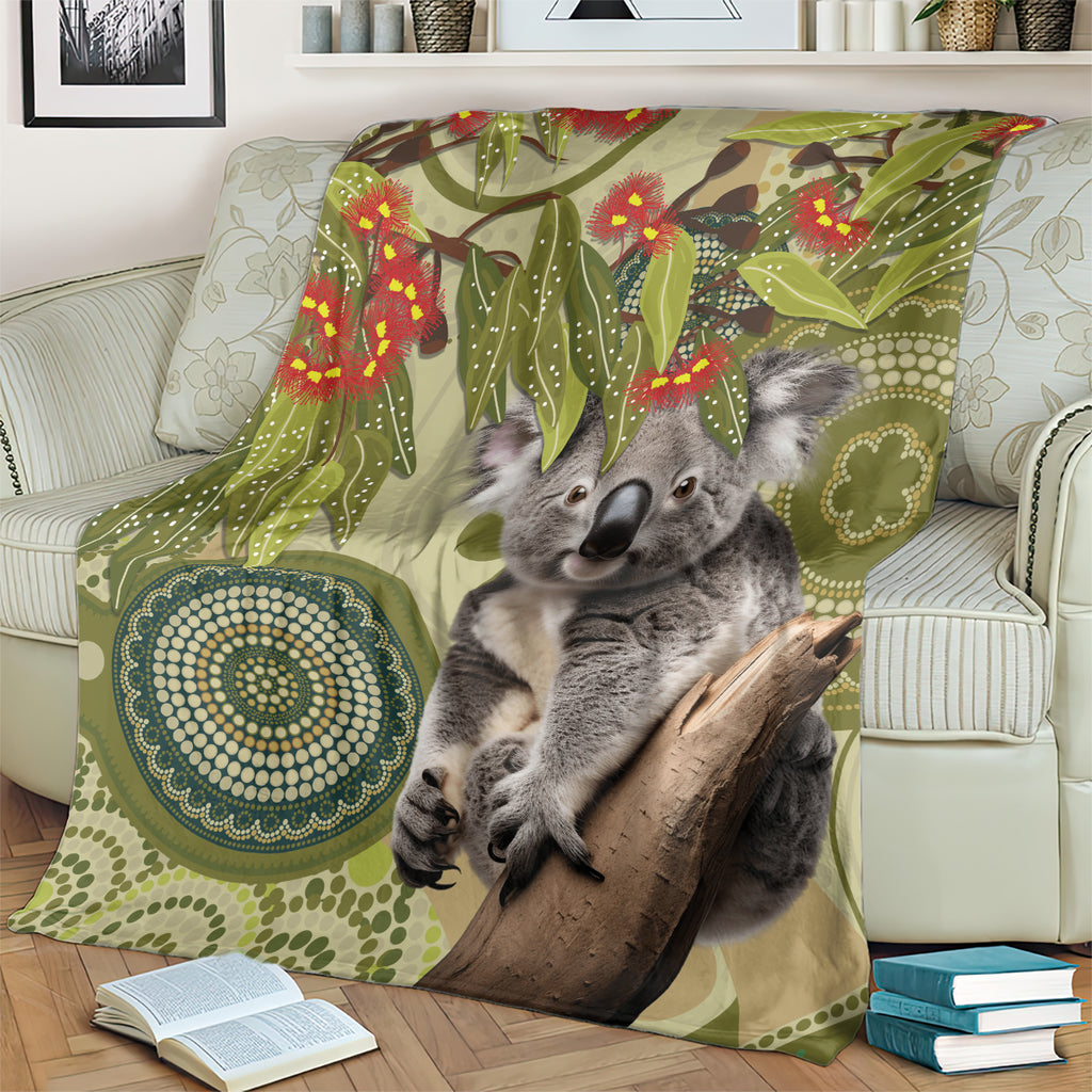 Aboriginal Koala Art Painting With Gum Blossom Blanket