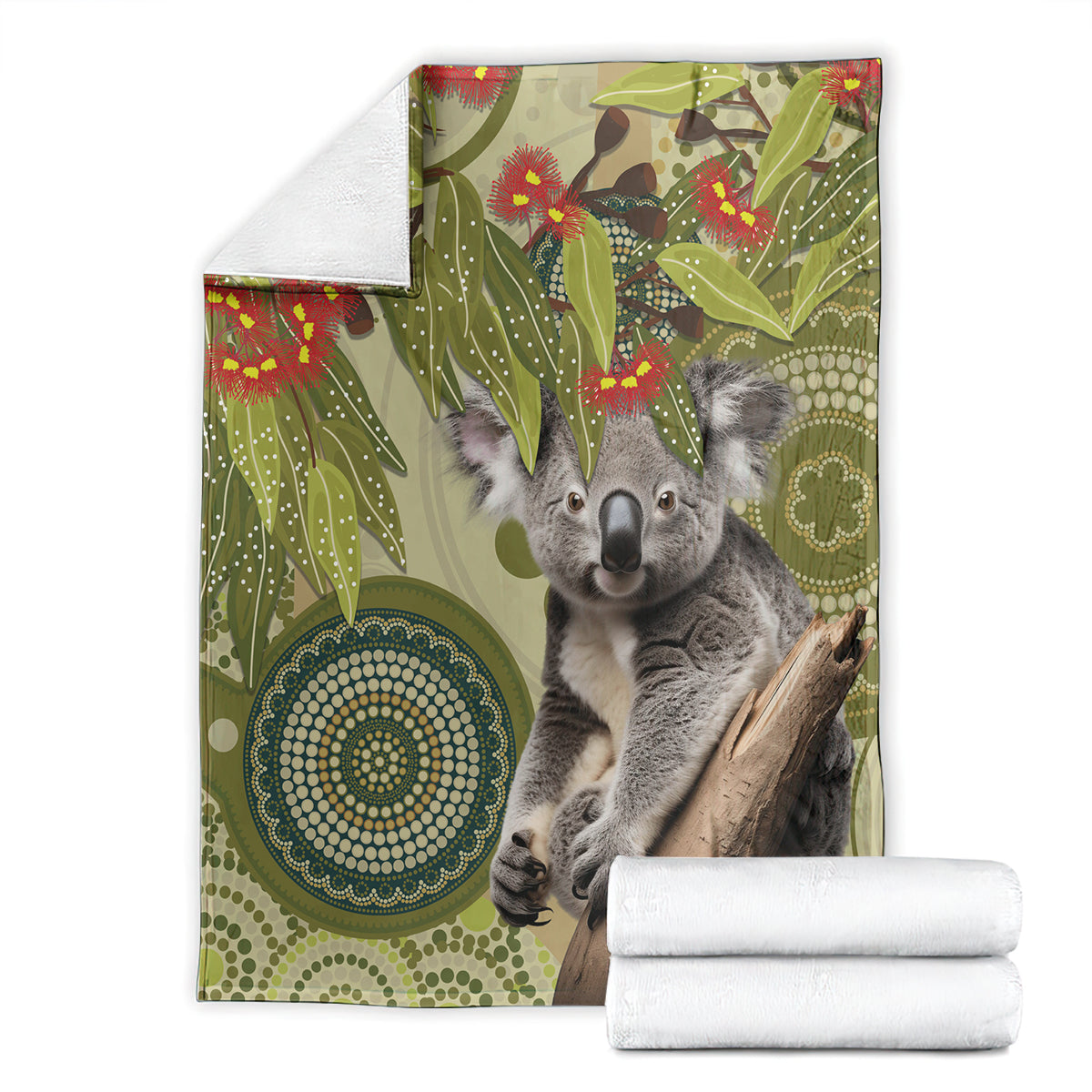 Aboriginal Koala Art Painting With Gum Blossom Blanket