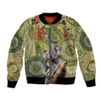 Aboriginal Koala Art Painting With Gum Blossom Bomber Jacket