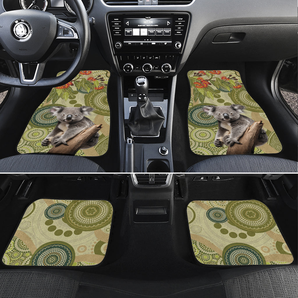 Aboriginal Koala Art Painting With Gum Blossom Car Mats