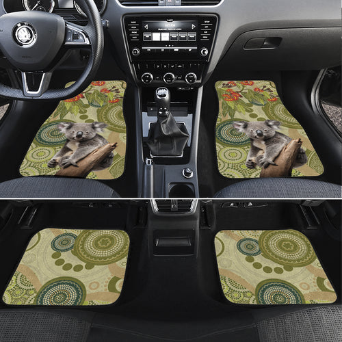 Aboriginal Koala Art Painting With Gum Blossom Car Mats